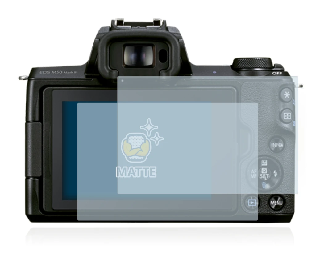 Immagine del dispositivo Canon EOS M50 Mark II con un'ampia varietà di protezioni per lo schermo.