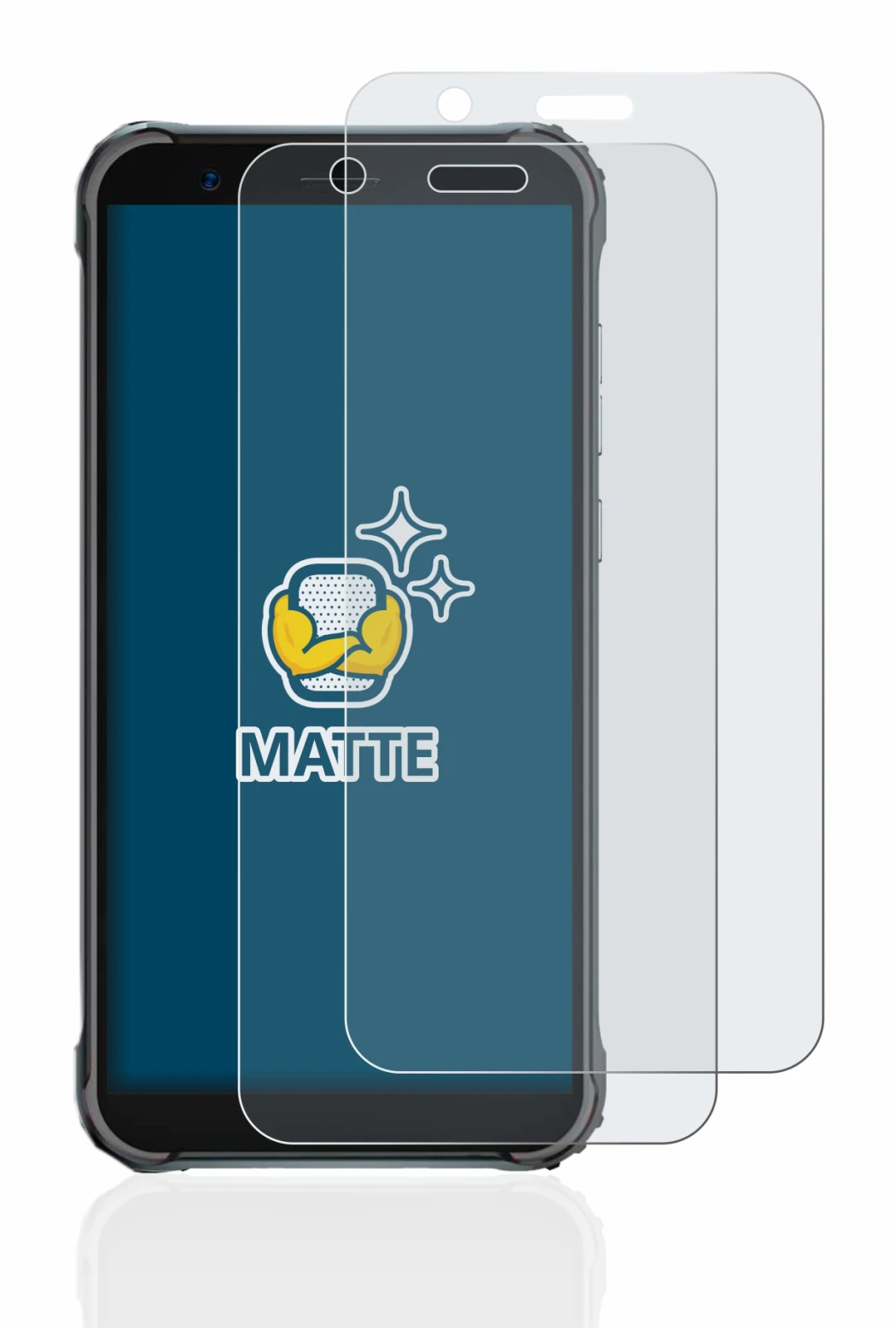 Immagine del dispositivo Blackview BV4900 Pro con un'ampia varietà di protezioni per lo schermo.