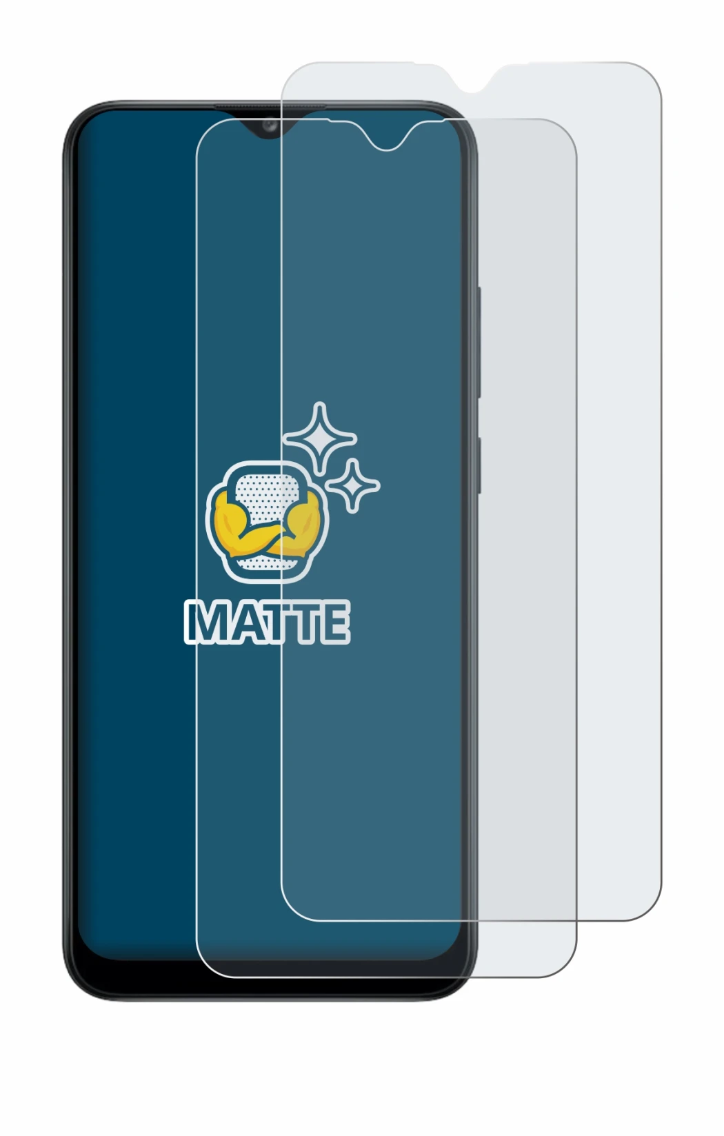 Immagine del dispositivo Samsung Galaxy A02s con un'ampia varietà di protezioni per lo schermo.