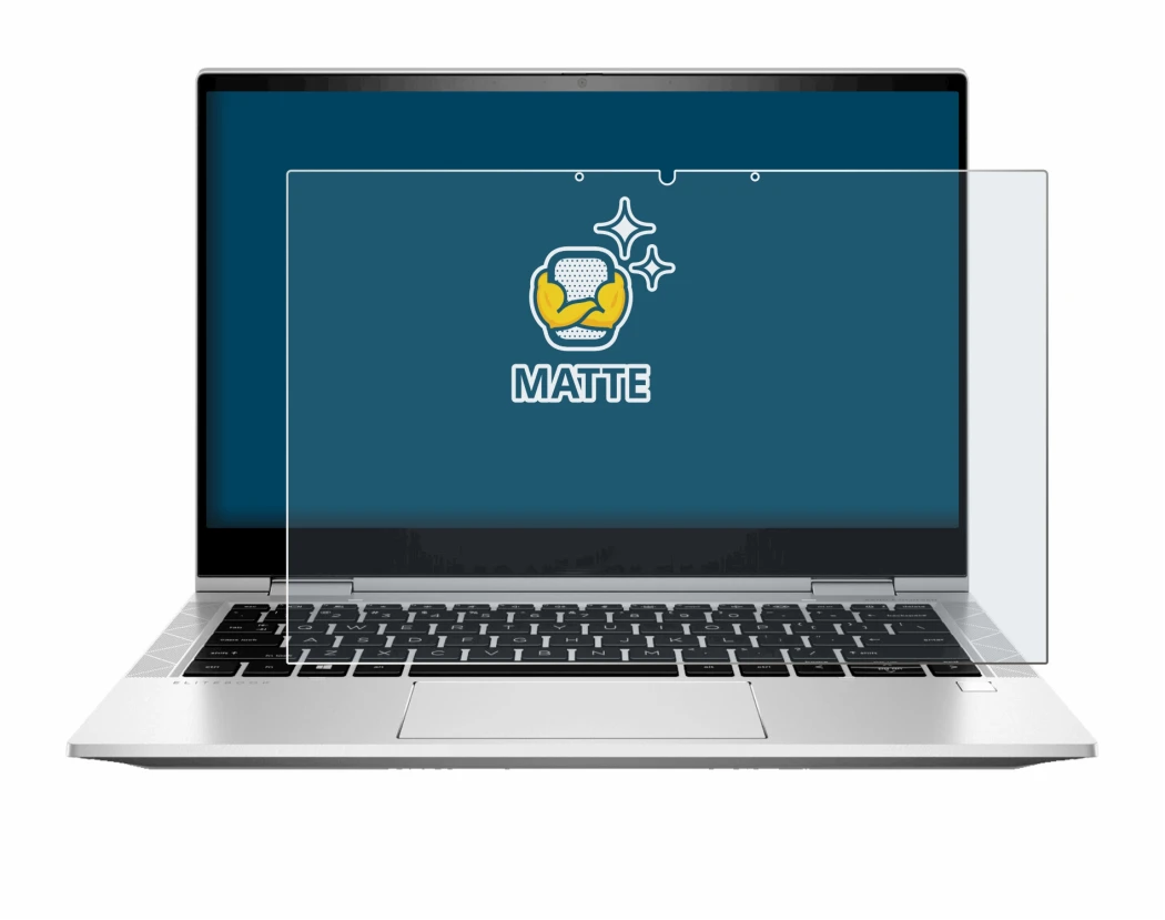 Immagine del dispositivo HP EliteBook x360 830 G8 con un'ampia varietà di protezioni per lo schermo.