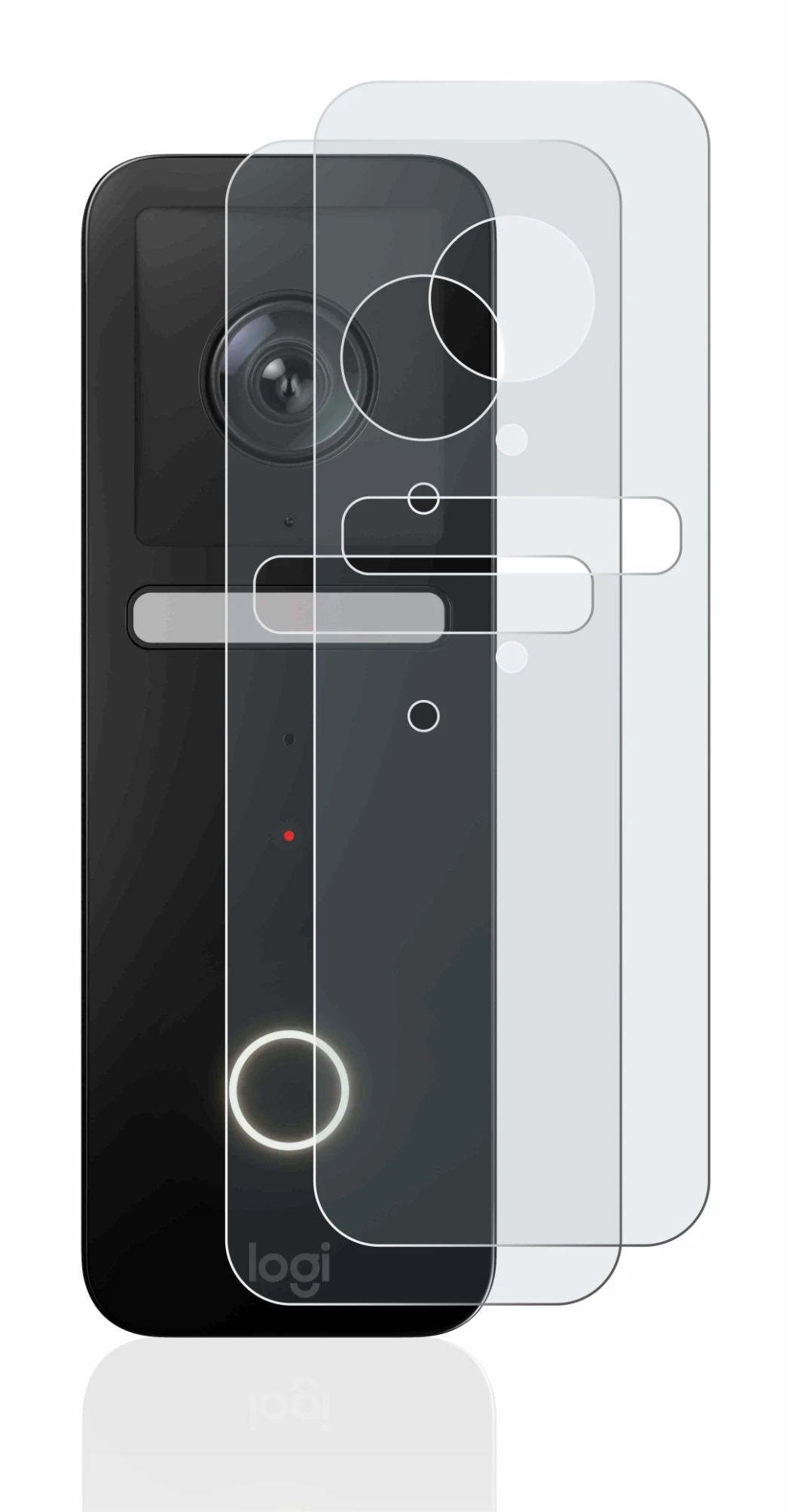 Immagine del dispositivo Logitech Circle View Doorbell con un'ampia varietà di protezioni per lo schermo.