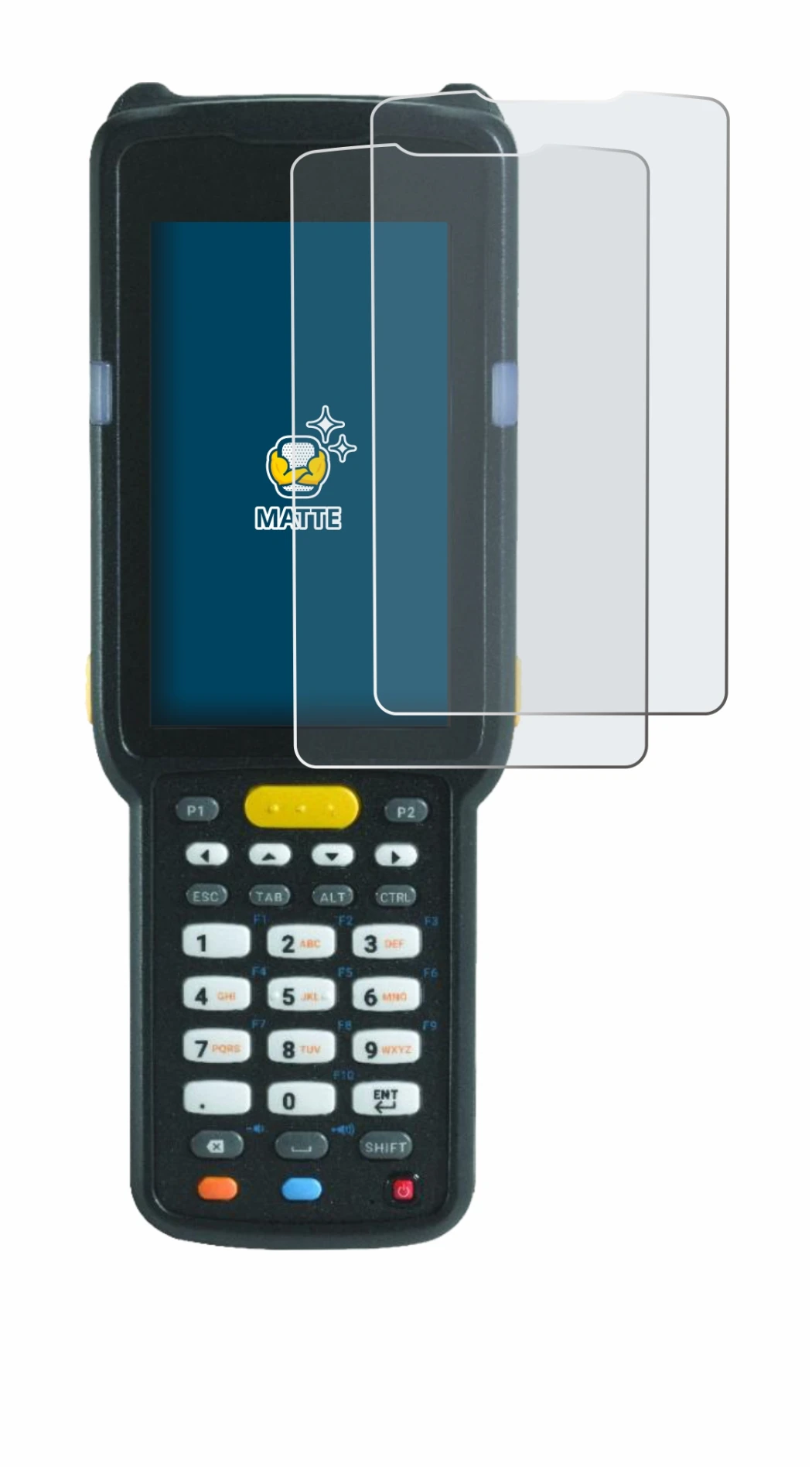 Immagine del dispositivo Zebra MC3300X con un'ampia varietà di protezioni per lo schermo.