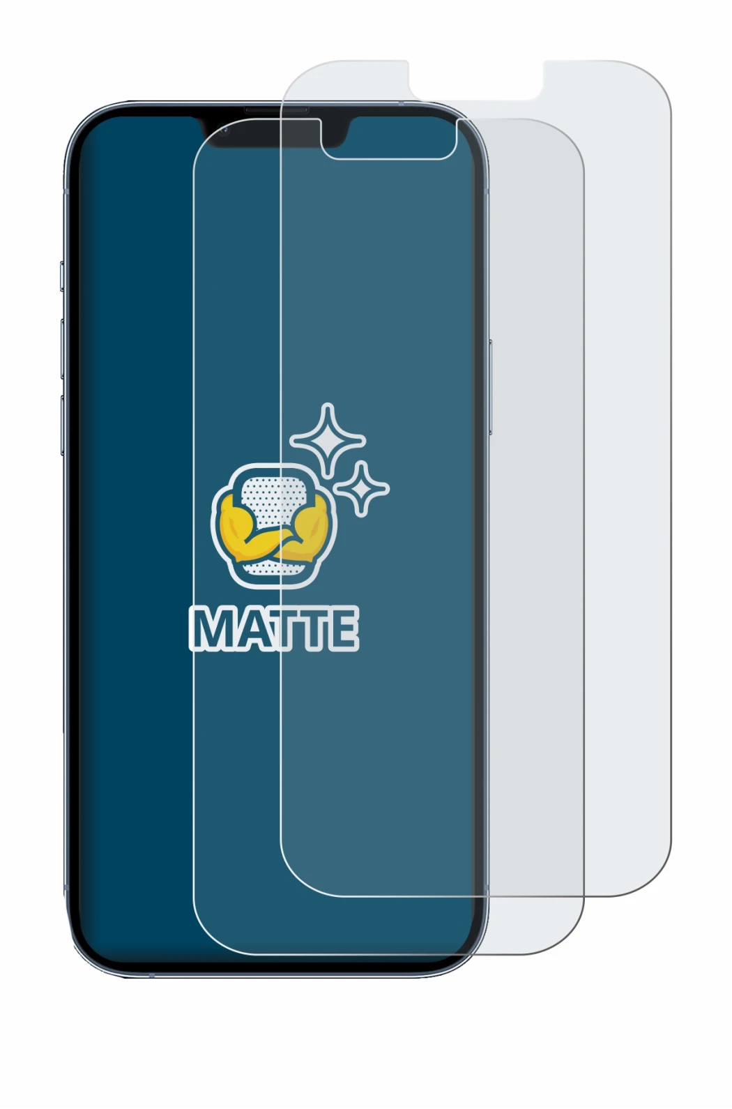 Immagine del dispositivo Apple iPhone 13 Pro Max con un'ampia varietà di protezioni per lo schermo.