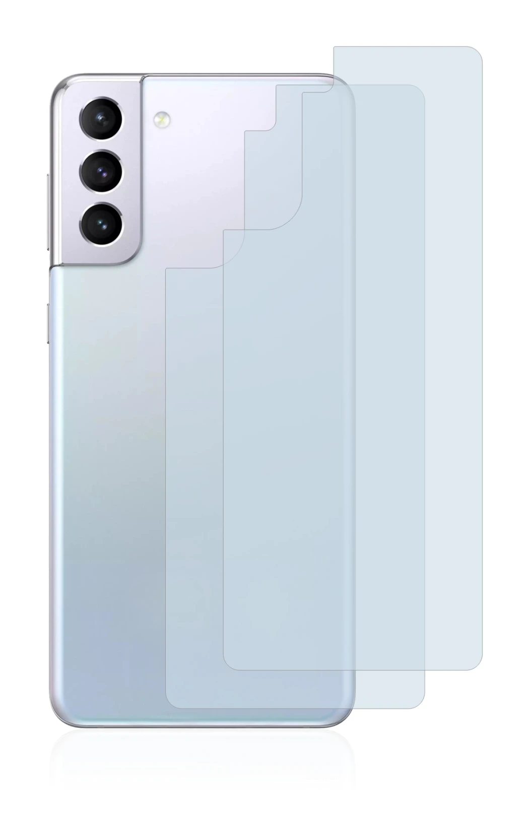 Immagine del dispositivo Samsung Galaxy S21 (Posteriore) con un'ampia varietà di protezioni per lo schermo.
