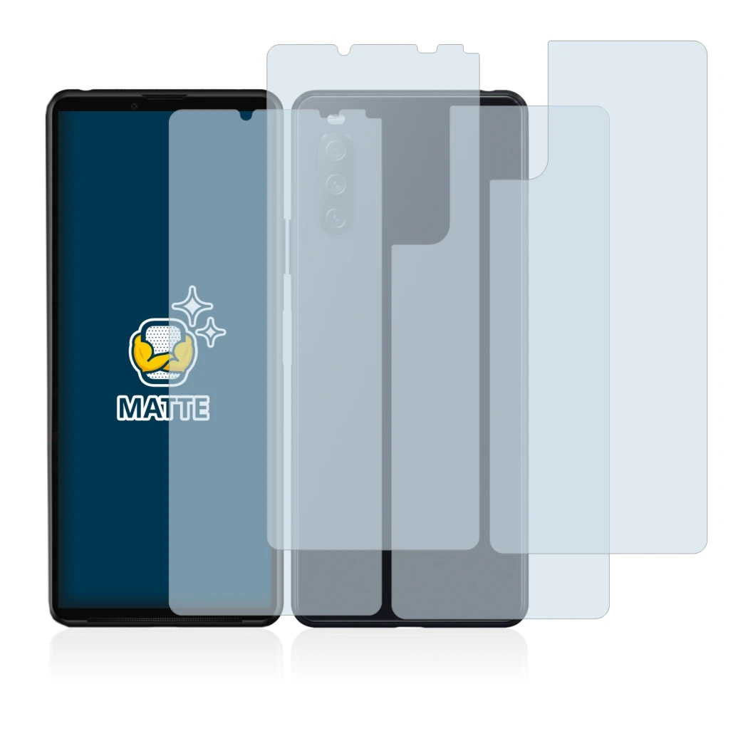 Immagine del dispositivo Sony Xperia 10 III (Fronte+Retro) con un'ampia varietà di protezioni per lo schermo.