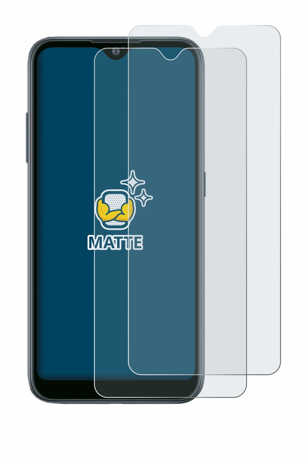 Immagine del dispositivo Samsung Galaxy A02 con un'ampia varietà di protezioni per lo schermo.