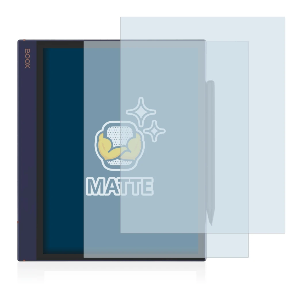 Immagine del dispositivo Boox Note Air con un'ampia varietà di protezioni per lo schermo.