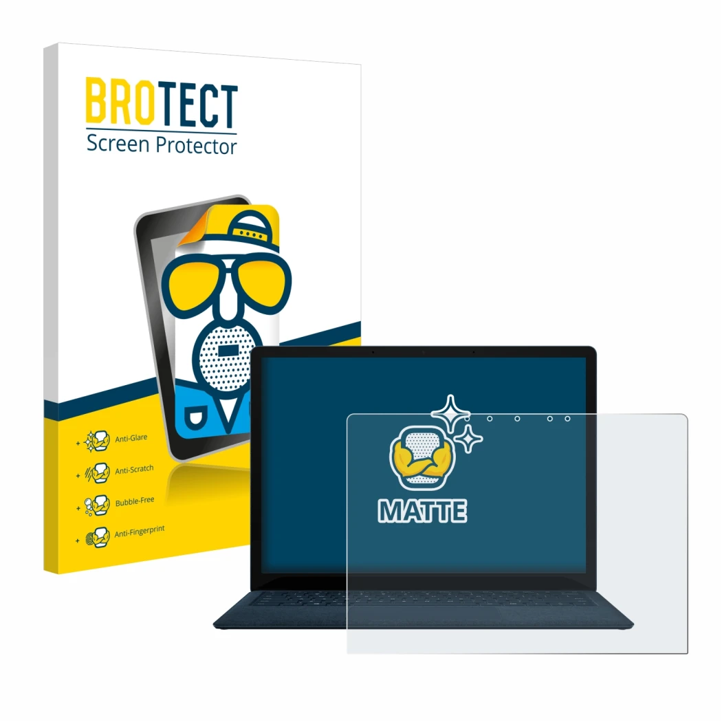 Parte frontale di una confezione del prodotto con il logo del marchio BROTECT. Accanto è raffigurato il dispositivo Microsoft