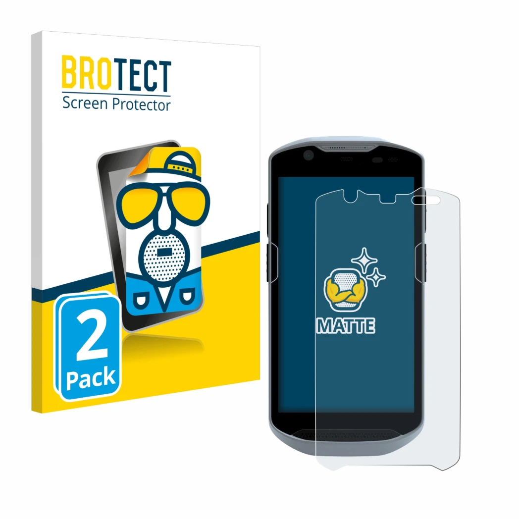 Parte frontale di una confezione del prodotto con il logo del marchio BROTECT. Accanto è raffigurato il dispositivo Zebra TC52