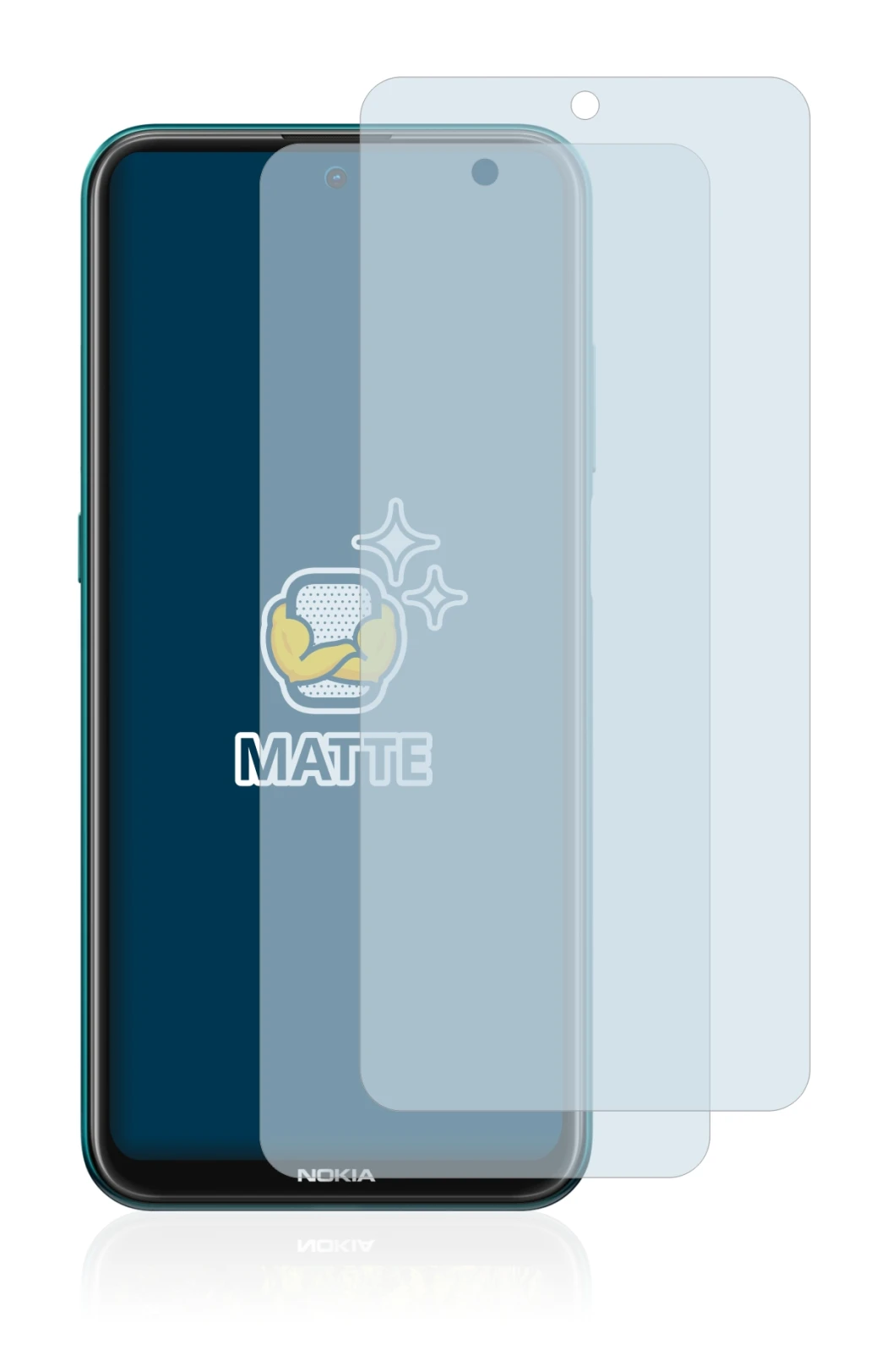 Immagine del dispositivo Nokia X10 con un'ampia varietà di protezioni per lo schermo.