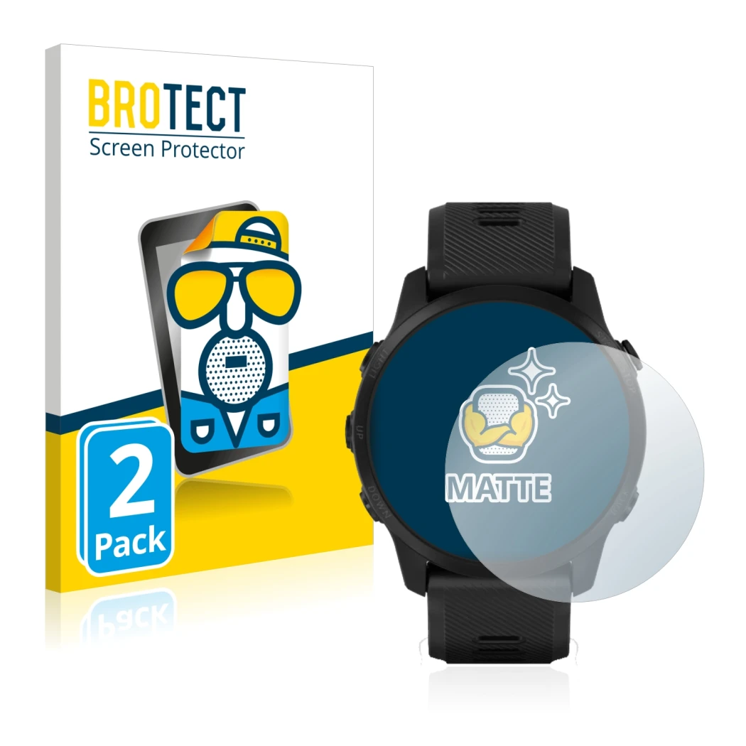 Parte frontale di una confezione del prodotto con il logo del marchio BROTECT. Accanto è raffigurato il dispositivo Garmin For