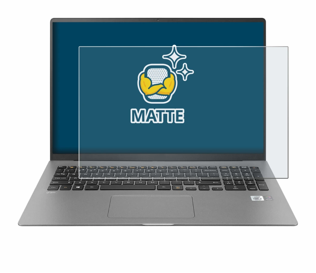 Immagine del dispositivo LG gram 17'' 2021 con un'ampia varietà di protezioni per lo schermo.