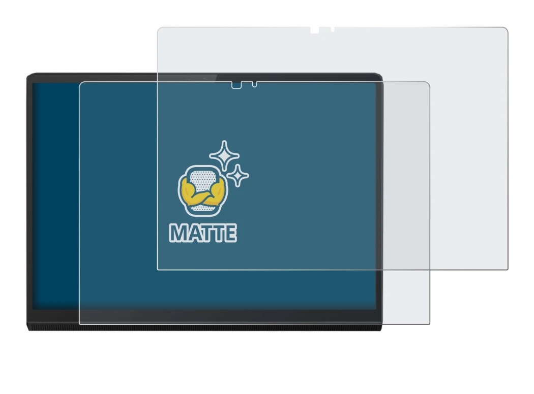 Immagine del dispositivo Lenovo Yoga Tab 13 con un'ampia varietà di protezioni per lo schermo.