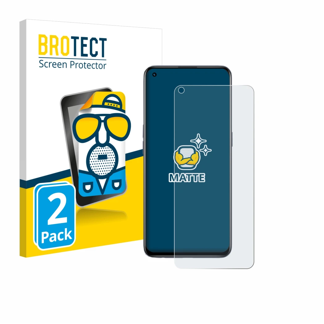 Parte frontale di una confezione del prodotto con il logo del marchio BROTECT. Accanto è raffigurato il dispositivo realme GT 