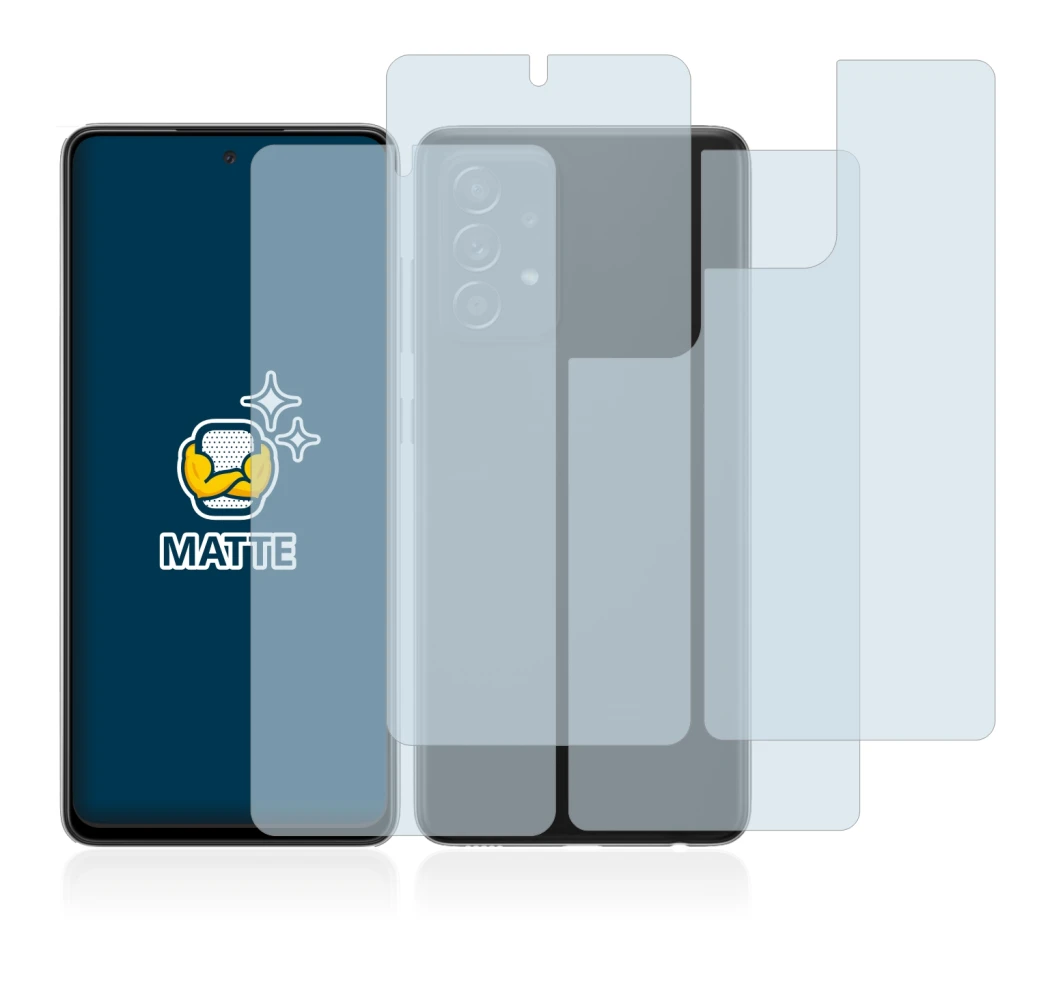 Immagine del dispositivo Samsung Galaxy A52s 5G (Fronte+Retro) con un'ampia varietà di protezioni per lo schermo.