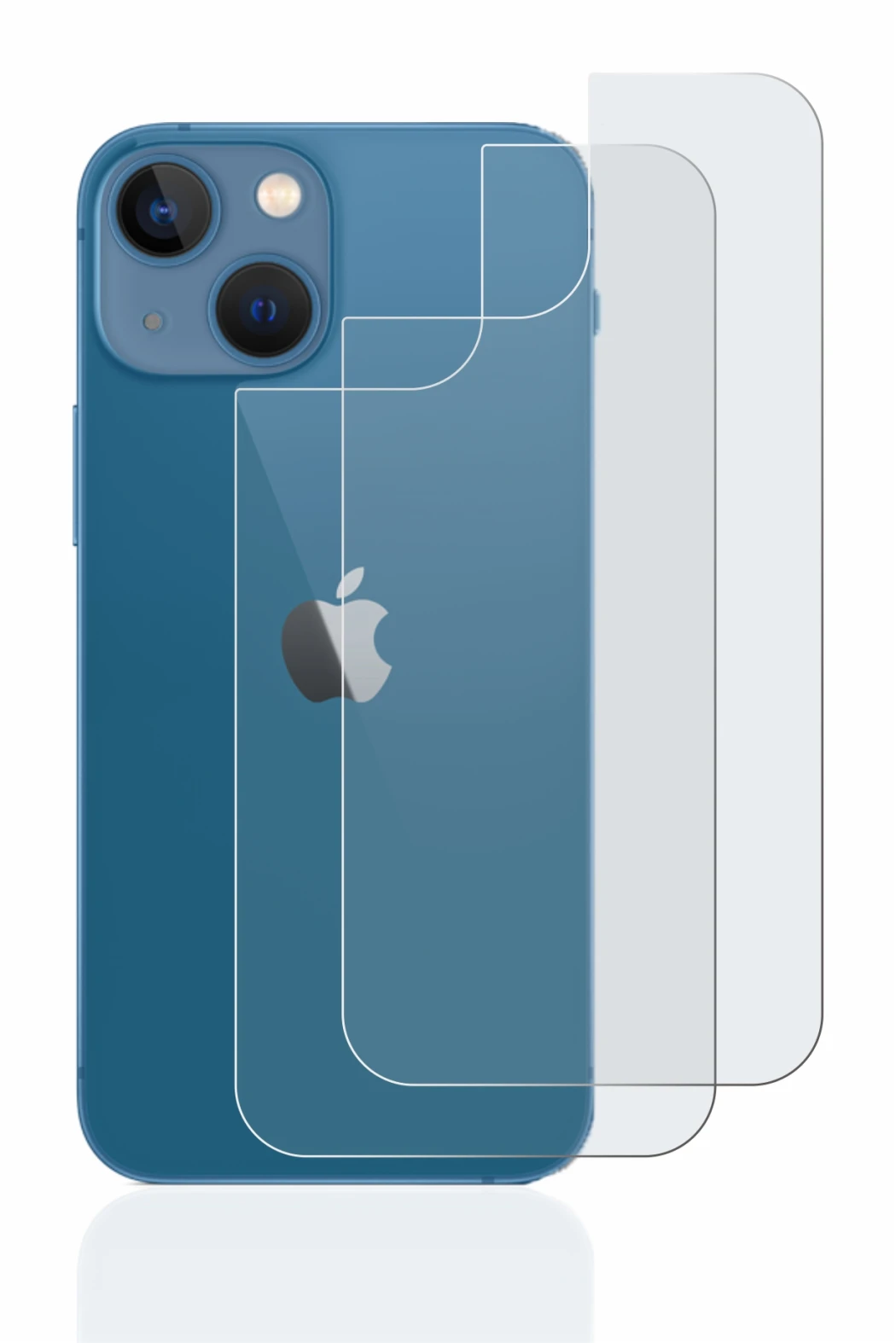 Immagine del dispositivo Apple iPhone 13 mini (Posteriore) con un'ampia varietà di protezioni per lo schermo.