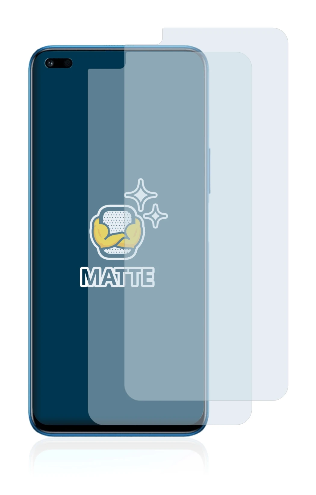 Immagine del dispositivo Honor 50 Lite con un'ampia varietà di protezioni per lo schermo.