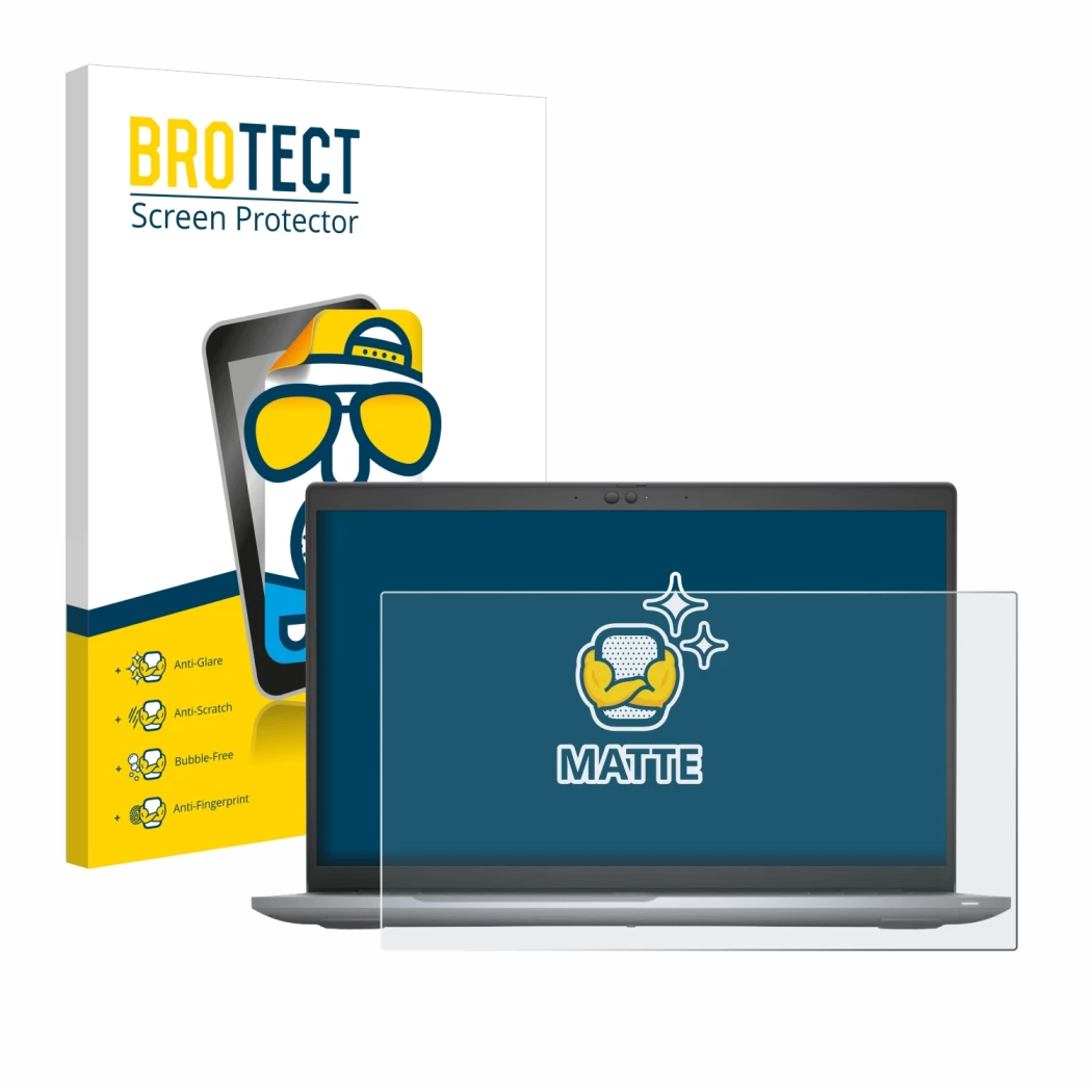 Parte frontale di una confezione del prodotto con il logo del marchio BROTECT. Accanto è raffigurato il dispositivo Dell Latit