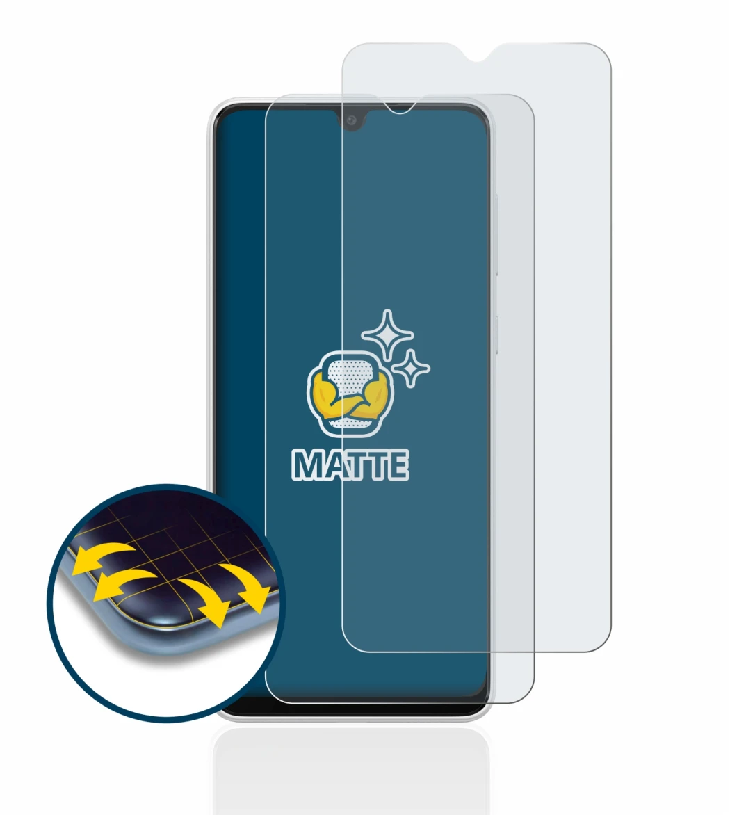 Immagine del dispositivo Samsung Galaxy A03 con un'ampia varietà di protezioni per lo schermo.