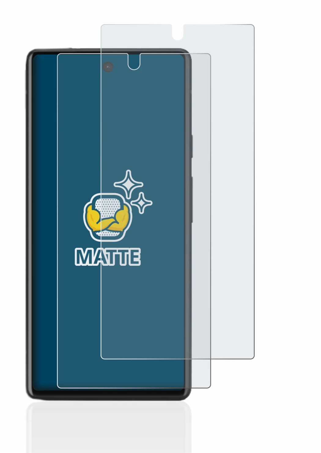 Immagine del dispositivo Google Pixel 6a con un'ampia varietà di protezioni per lo schermo.