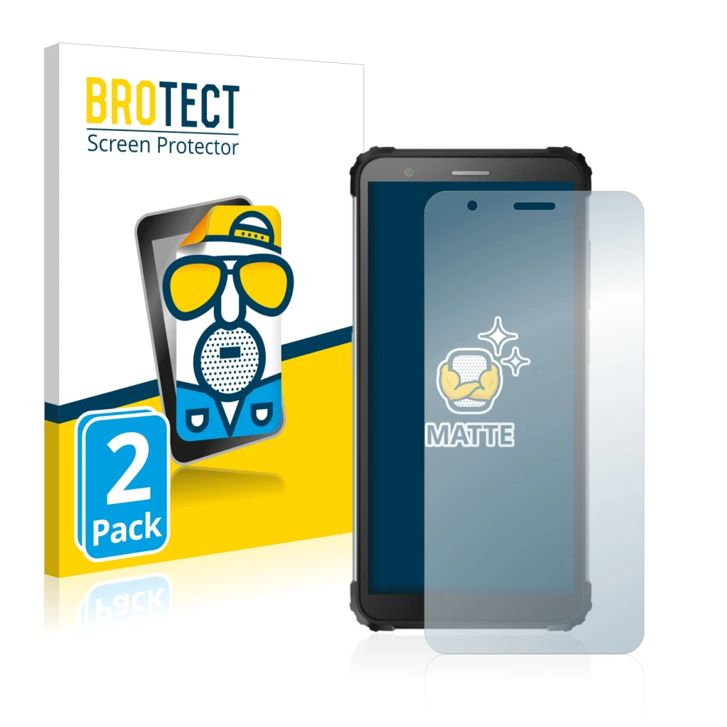 Parte frontale di una confezione del prodotto con il logo del marchio BROTECT. Accanto è raffigurato il dispositivo Blackview