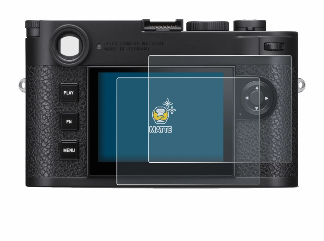 Immagine del dispositivo Leica M11 con un'ampia varietà di protezioni per lo schermo.