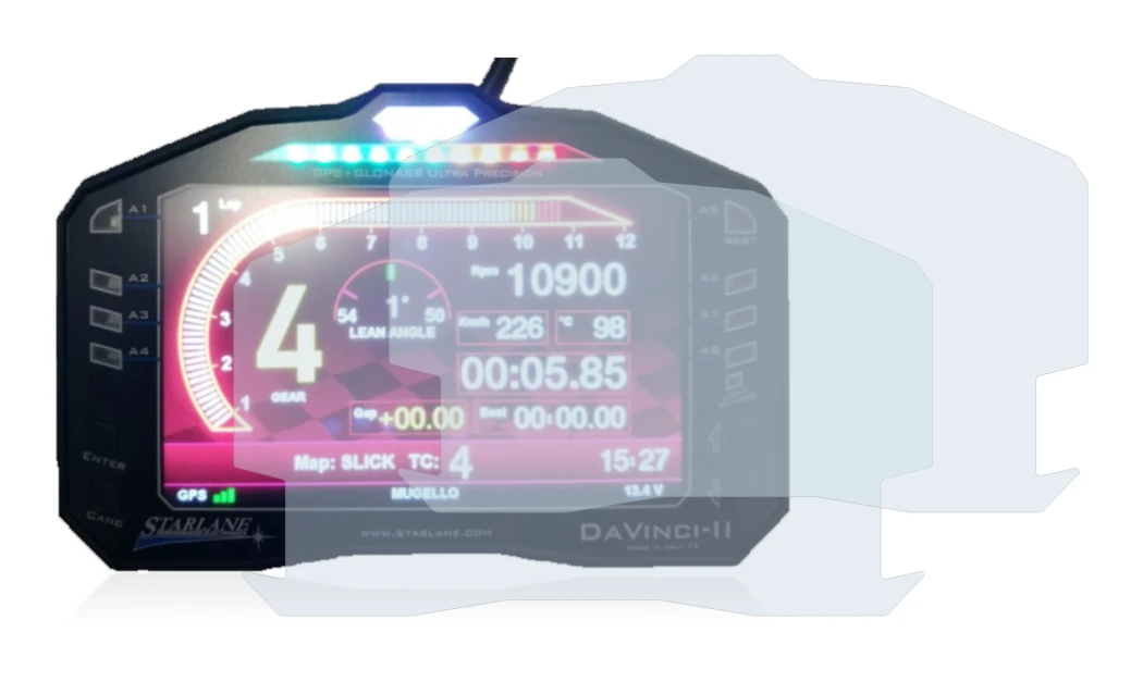 Immagine del dispositivo Starlane DaVinci-II S con un'ampia varietà di protezioni per lo schermo.