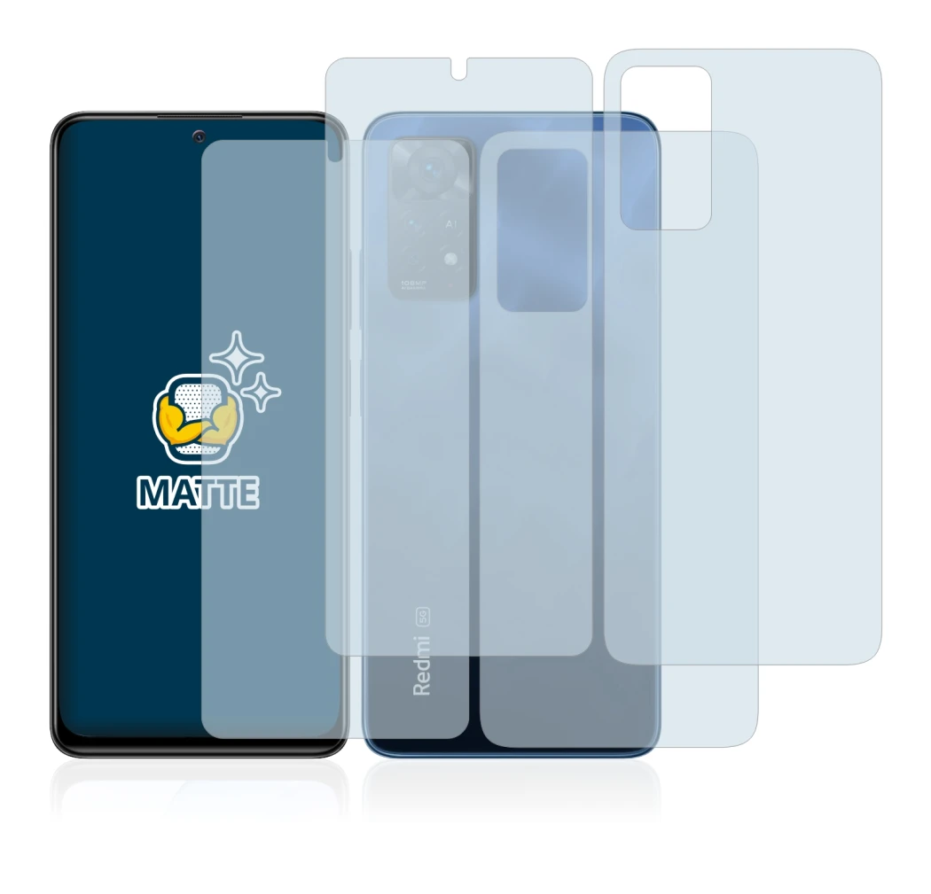 Immagine del dispositivo Xiaomi Redmi Note 11 Pro 5G (Fronte+Retro) con un'ampia varietà di protezioni per lo schermo.