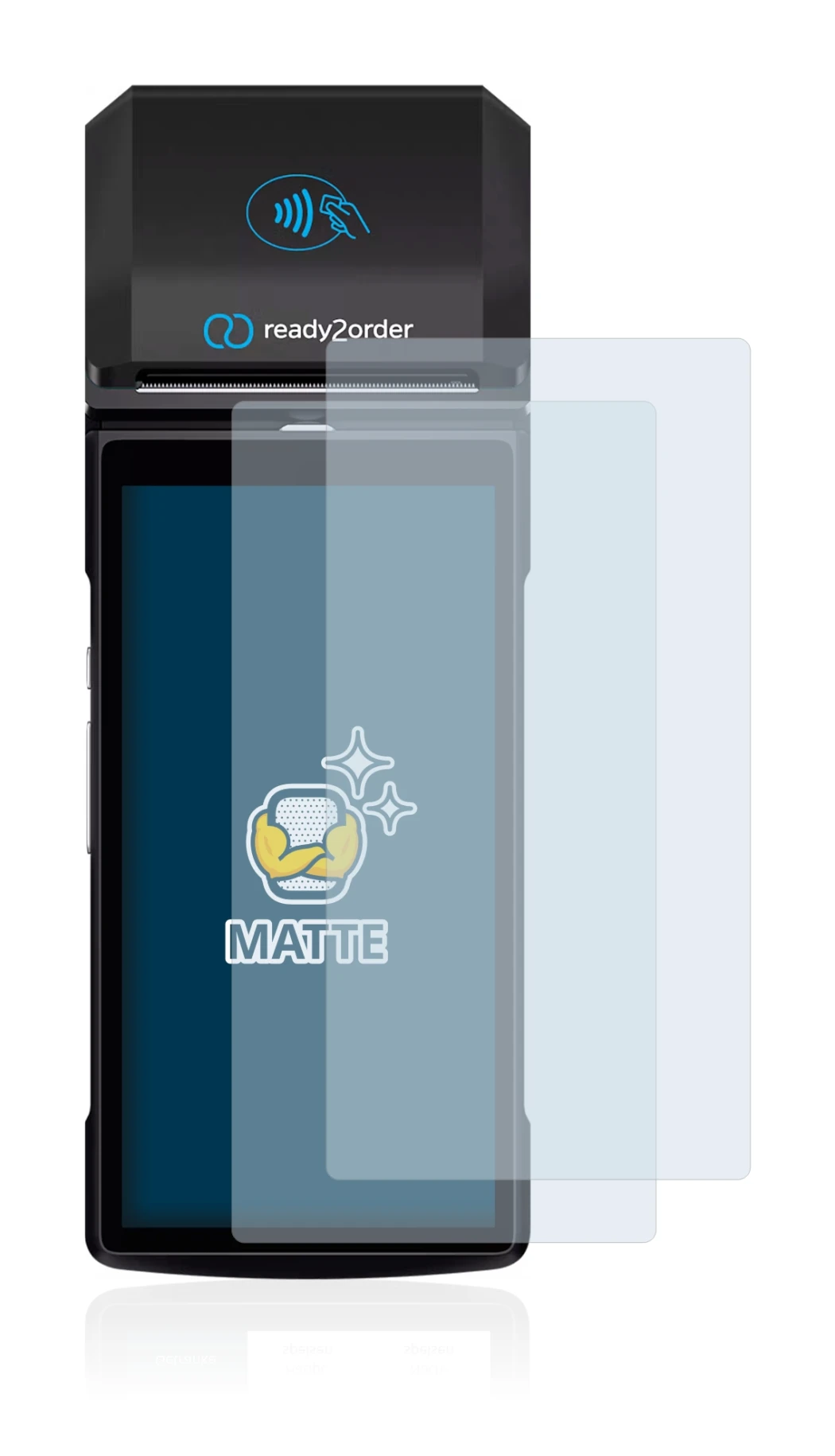 Immagine del dispositivo Ready2order ReadyGo con un'ampia varietà di protezioni per lo schermo.