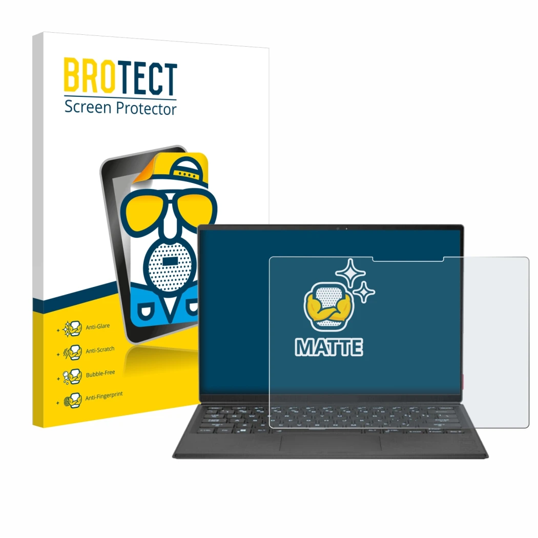 Parte frontale di una confezione del prodotto con il logo del marchio BROTECT. Accanto è raffigurato il dispositivo ASUS Rog F