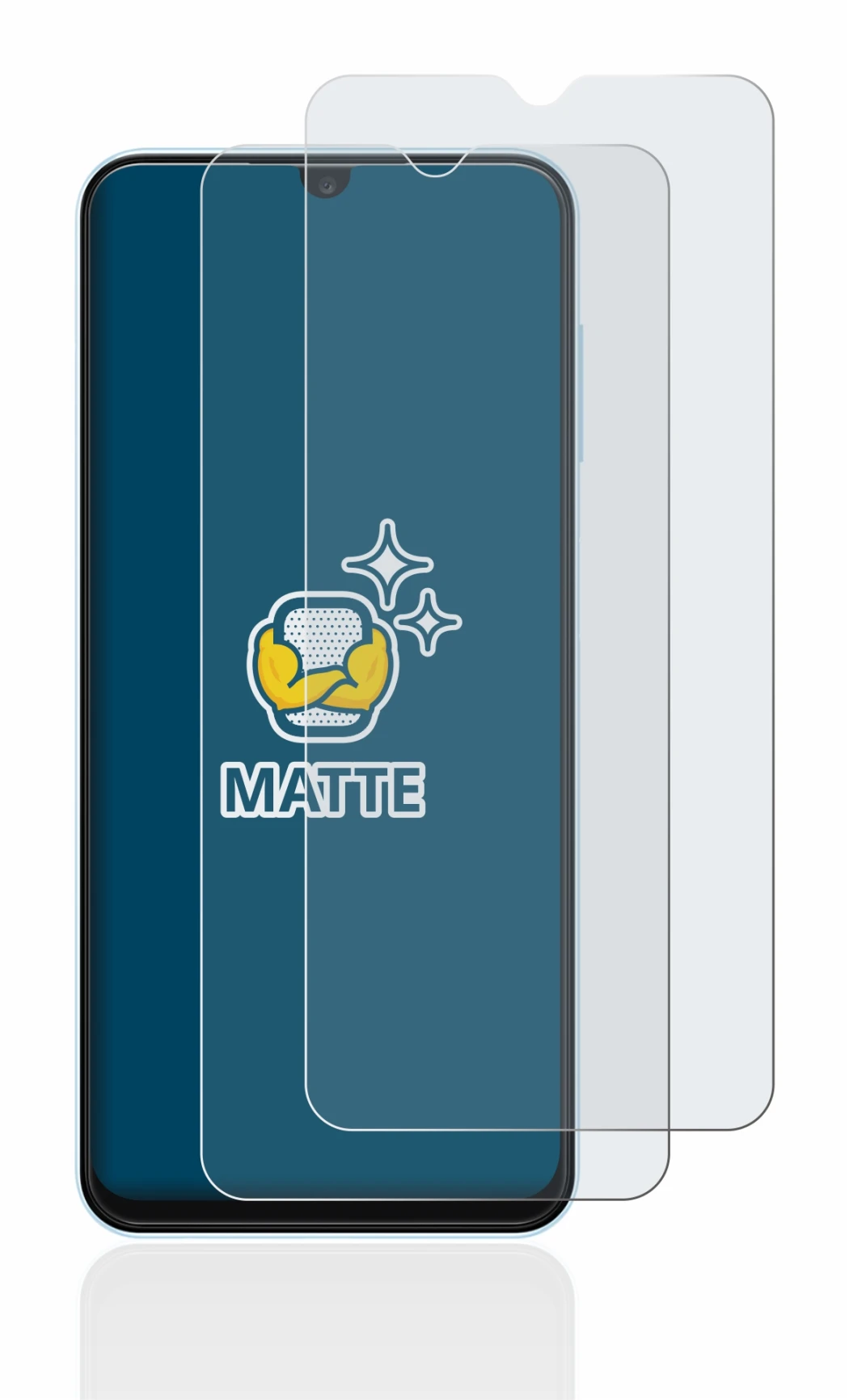 Immagine del dispositivo Samsung Galaxy A13 con un'ampia varietà di protezioni per lo schermo.