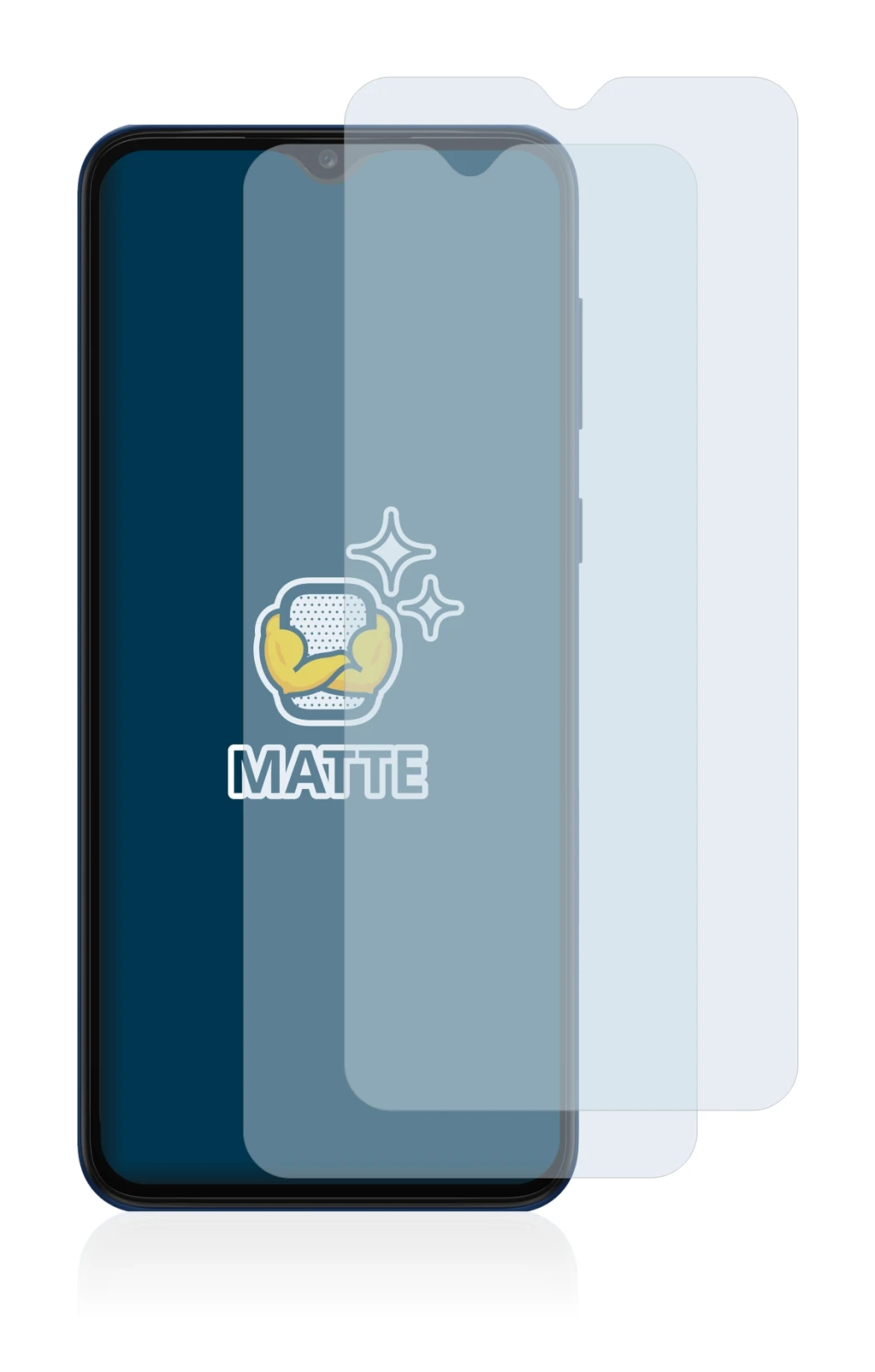 Immagine del dispositivo Samsung Galaxy A03 Core con un'ampia varietà di protezioni per lo schermo.