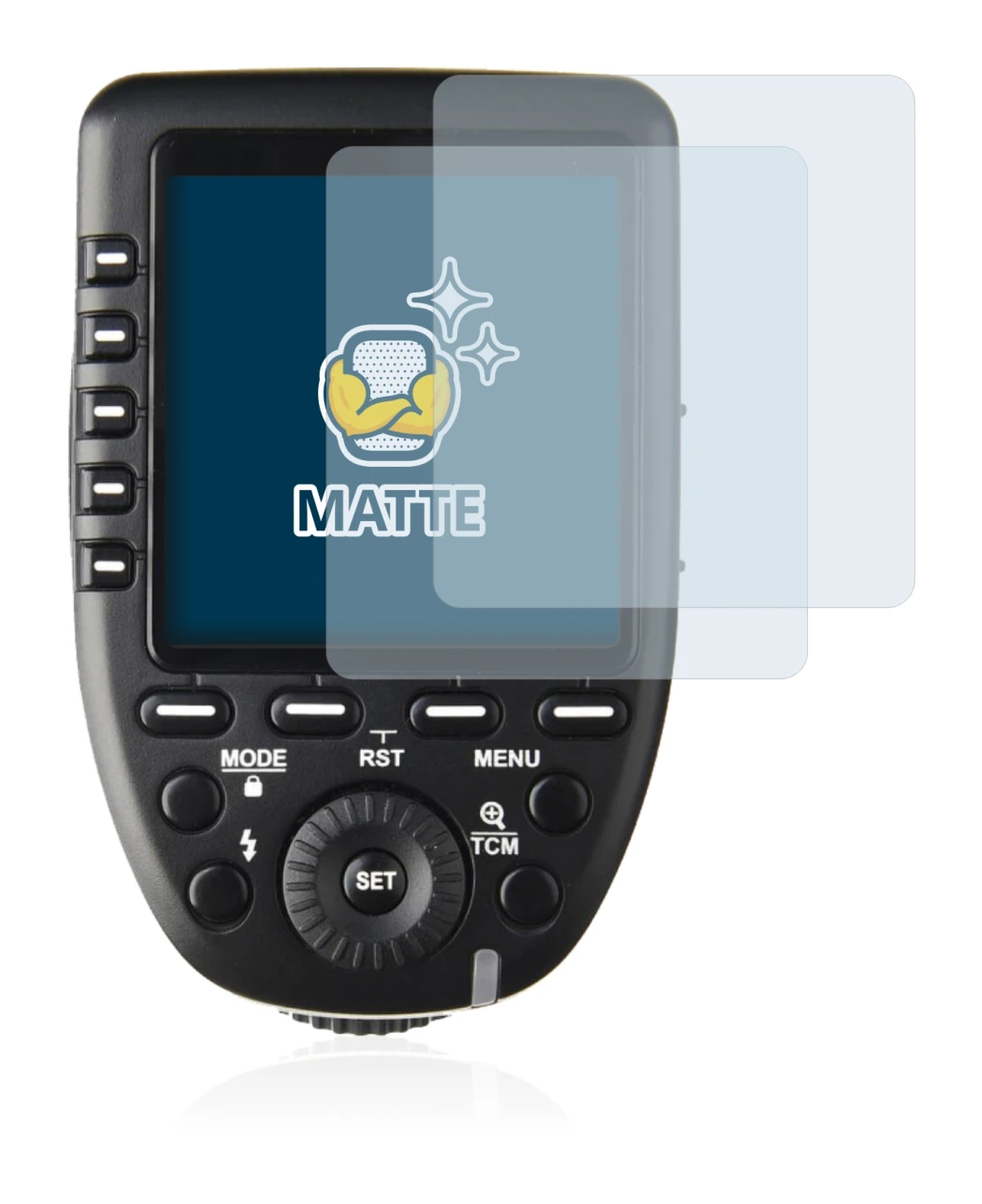 Immagine del dispositivo Godox XPro con un'ampia varietà di protezioni per lo schermo.