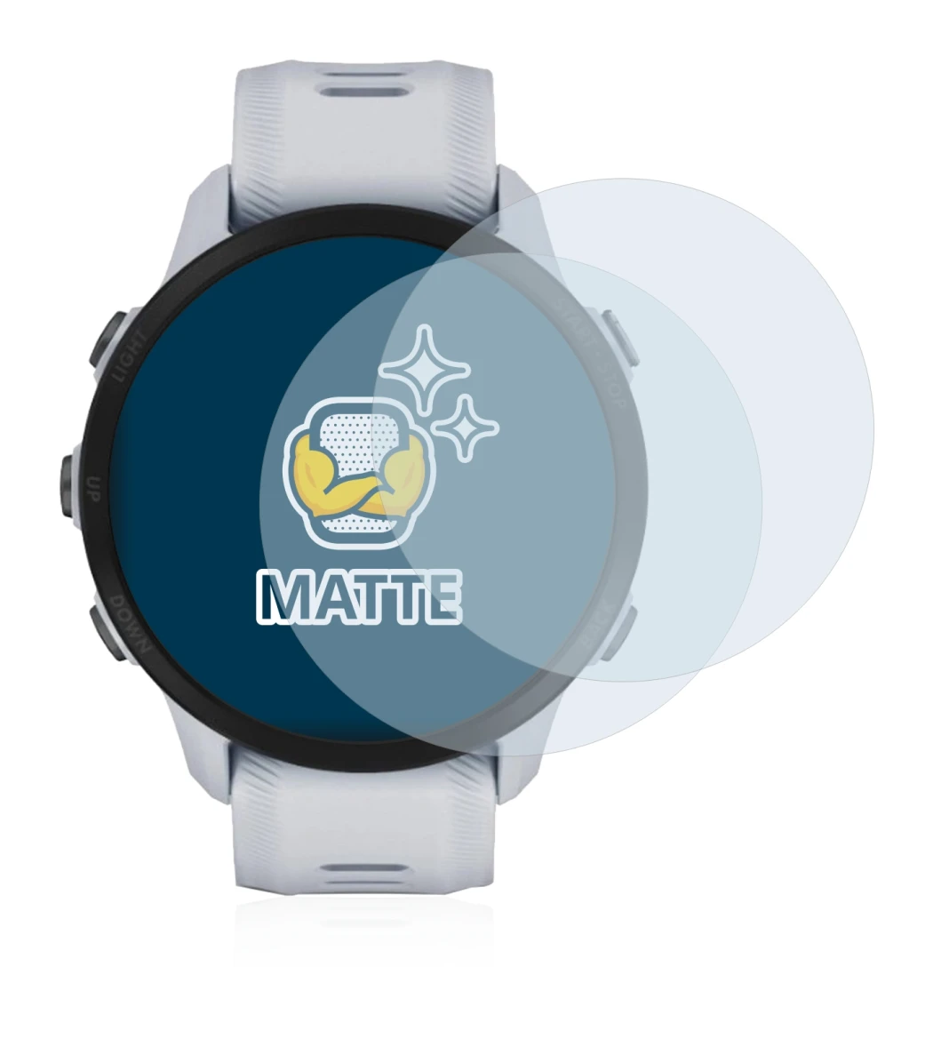 Immagine del dispositivo Garmin Forerunner 955 Solar con un'ampia varietà di protezioni per lo schermo.