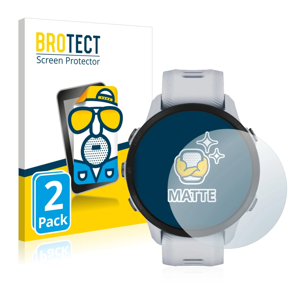 Parte frontale di una confezione del prodotto con il logo del marchio BROTECT. Accanto è raffigurato il dispositivo Garmin For