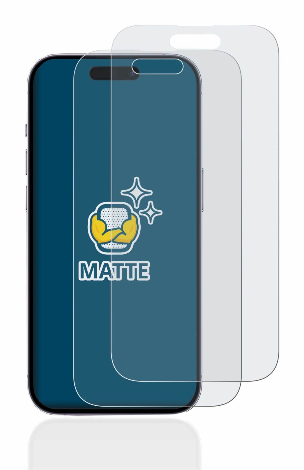 Immagine del dispositivo Apple iPhone 14 Pro con un'ampia varietà di protezioni per lo schermo.