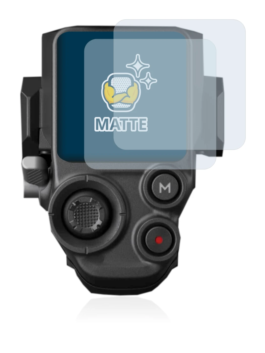 Immagine del dispositivo DJI RS 3 con un'ampia varietà di protezioni per lo schermo.