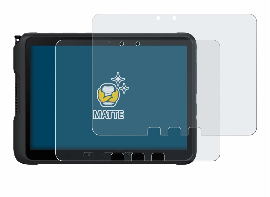 Immagine del dispositivo Samsung Galaxy Tab Active 4 Pro con un'ampia varietà di protezioni per lo schermo.