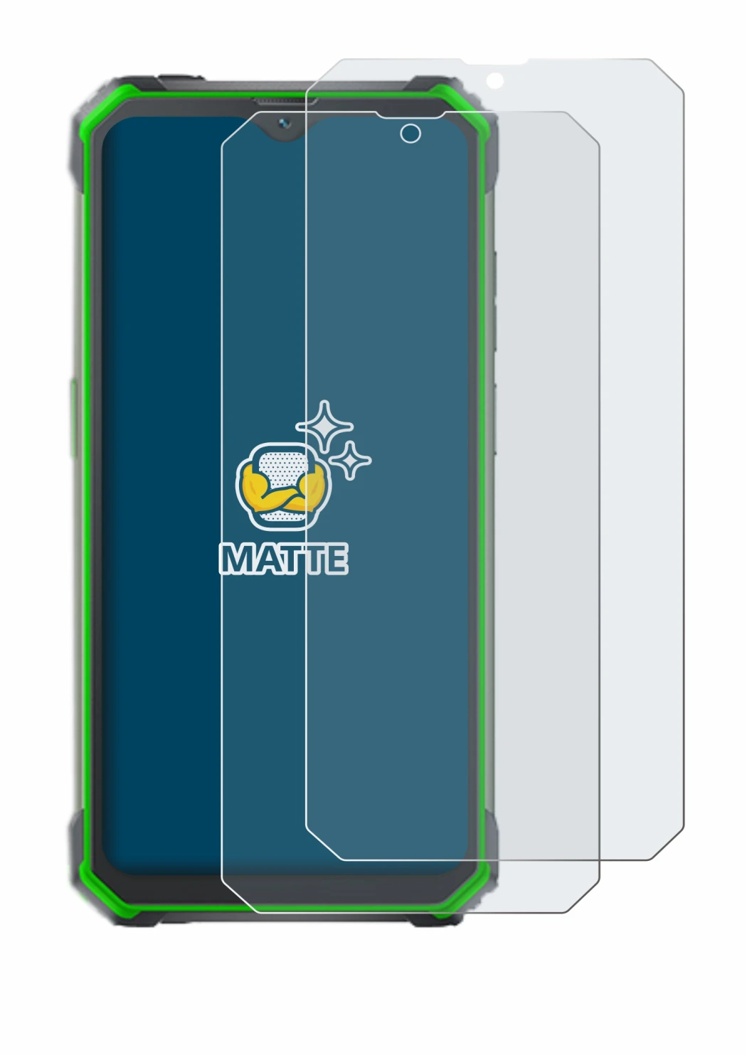 Immagine del dispositivo Blackview BV7100 con un'ampia varietà di protezioni per lo schermo.