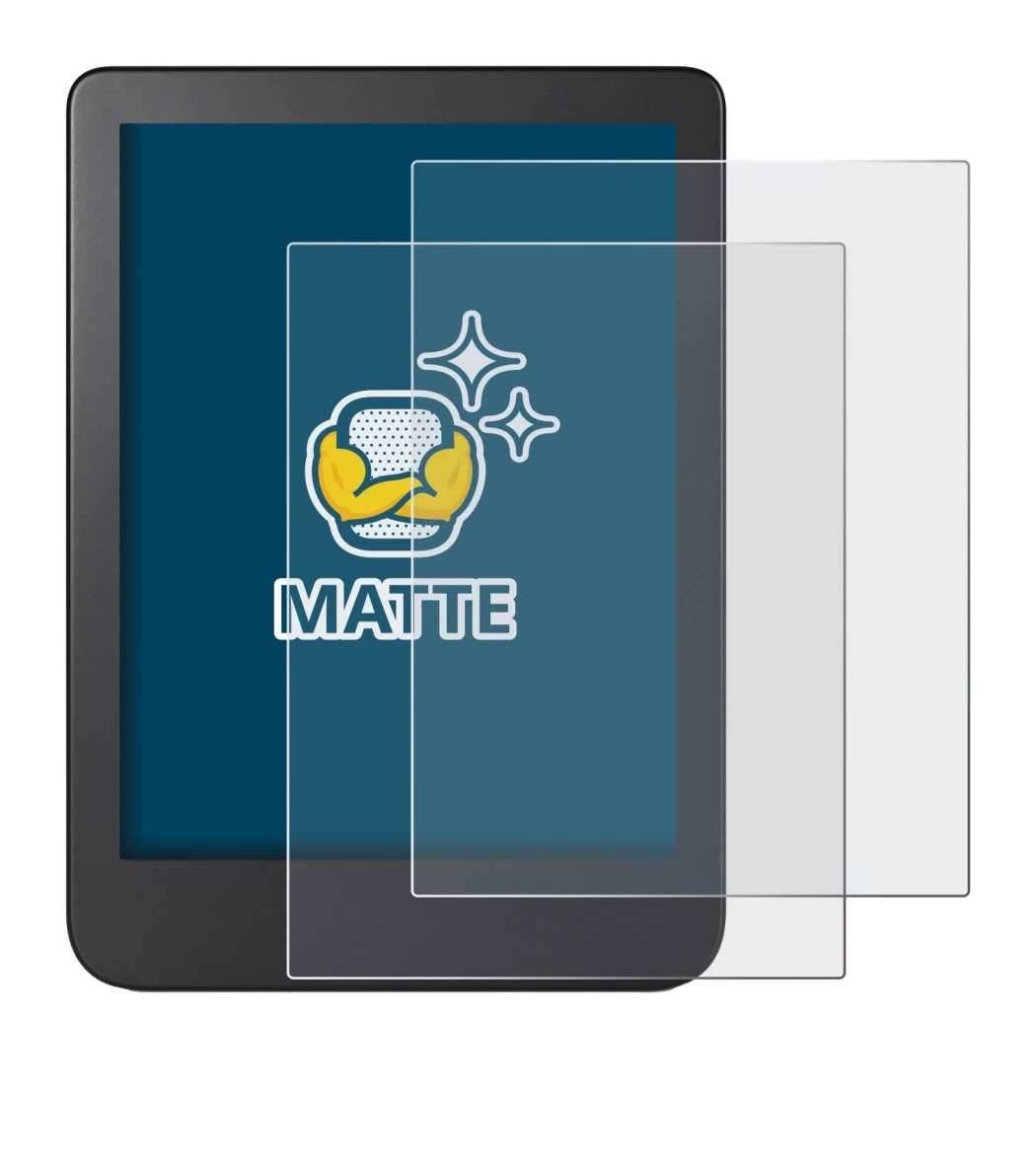 Immagine del dispositivo Kobo Clara 2E con un'ampia varietà di protezioni per lo schermo.