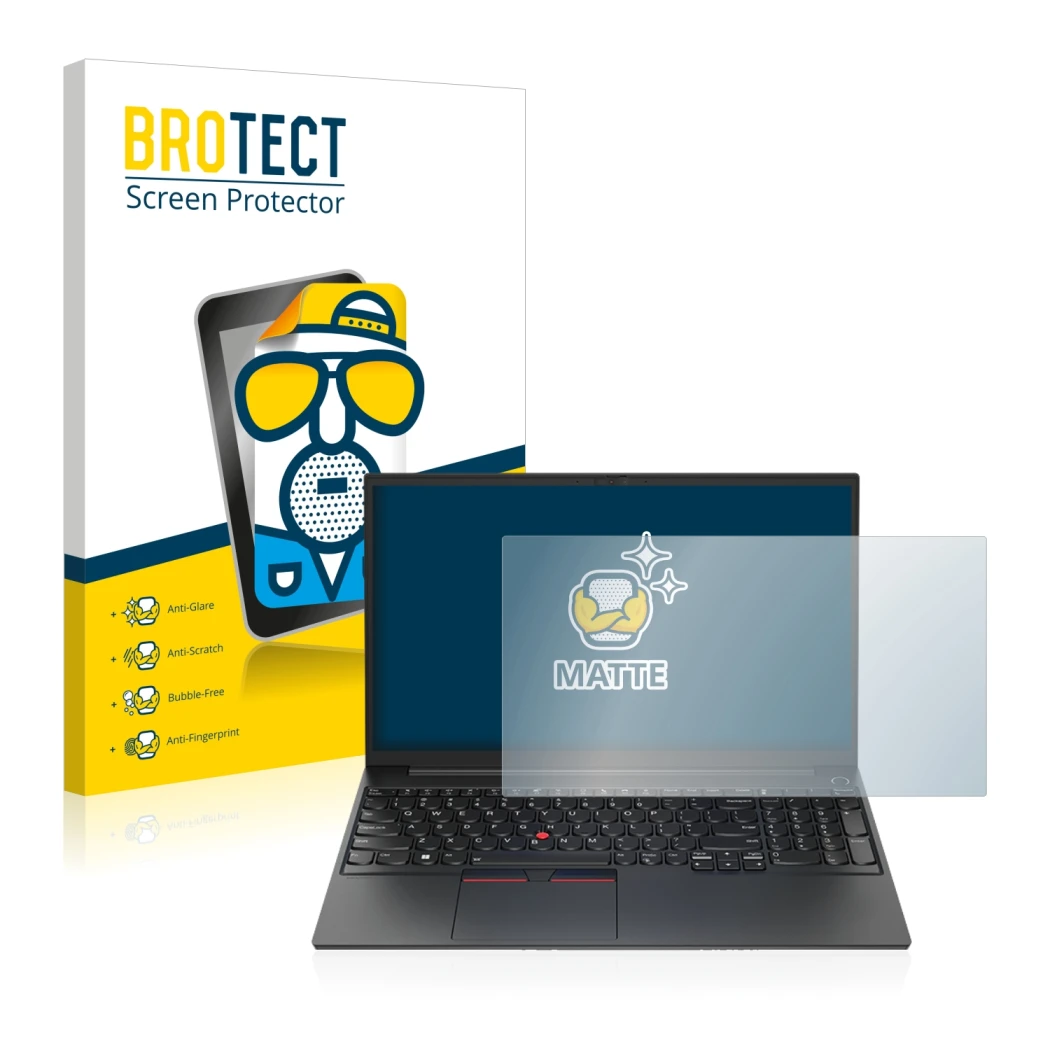 Parte frontale di una confezione del prodotto con il logo del marchio BROTECT. Accanto è raffigurato il dispositivo Lenovo Thi