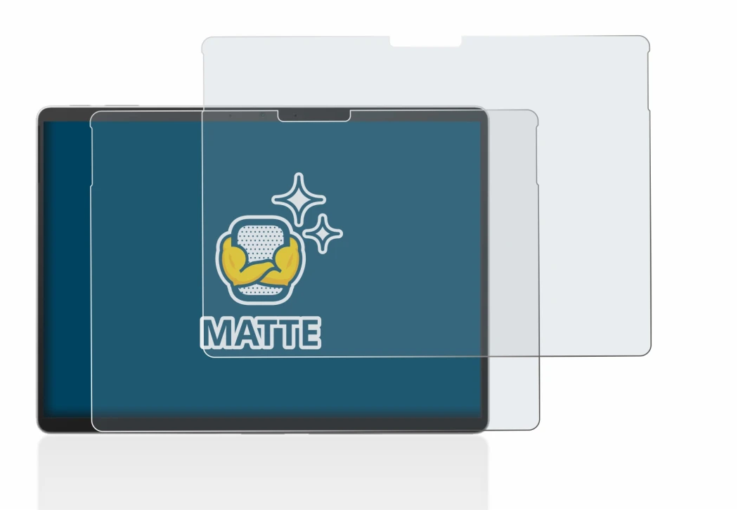 Immagine del dispositivo Microsoft Surface Pro 9 con un'ampia varietà di protezioni per lo schermo.