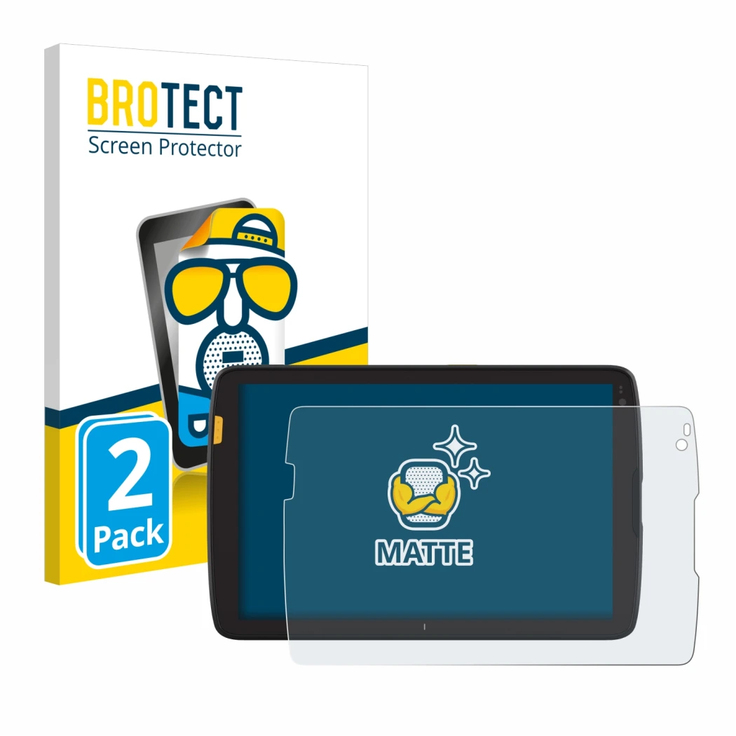 Parte frontale di una confezione del prodotto con il logo del marchio BROTECT. Accanto è raffigurato il dispositivo Zebra ET45