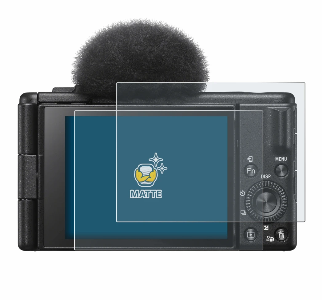 Immagine del dispositivo Sony ZV-1F con un'ampia varietà di protezioni per lo schermo.