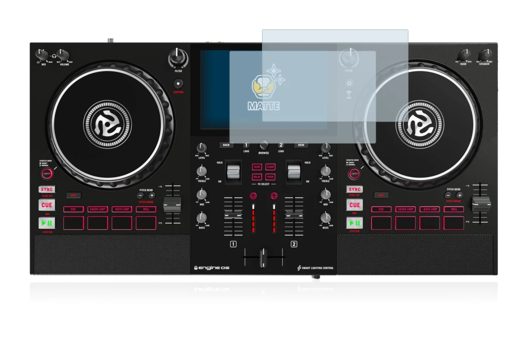 Immagine del dispositivo Numark Mixstream Pro con un'ampia varietà di protezioni per lo schermo.