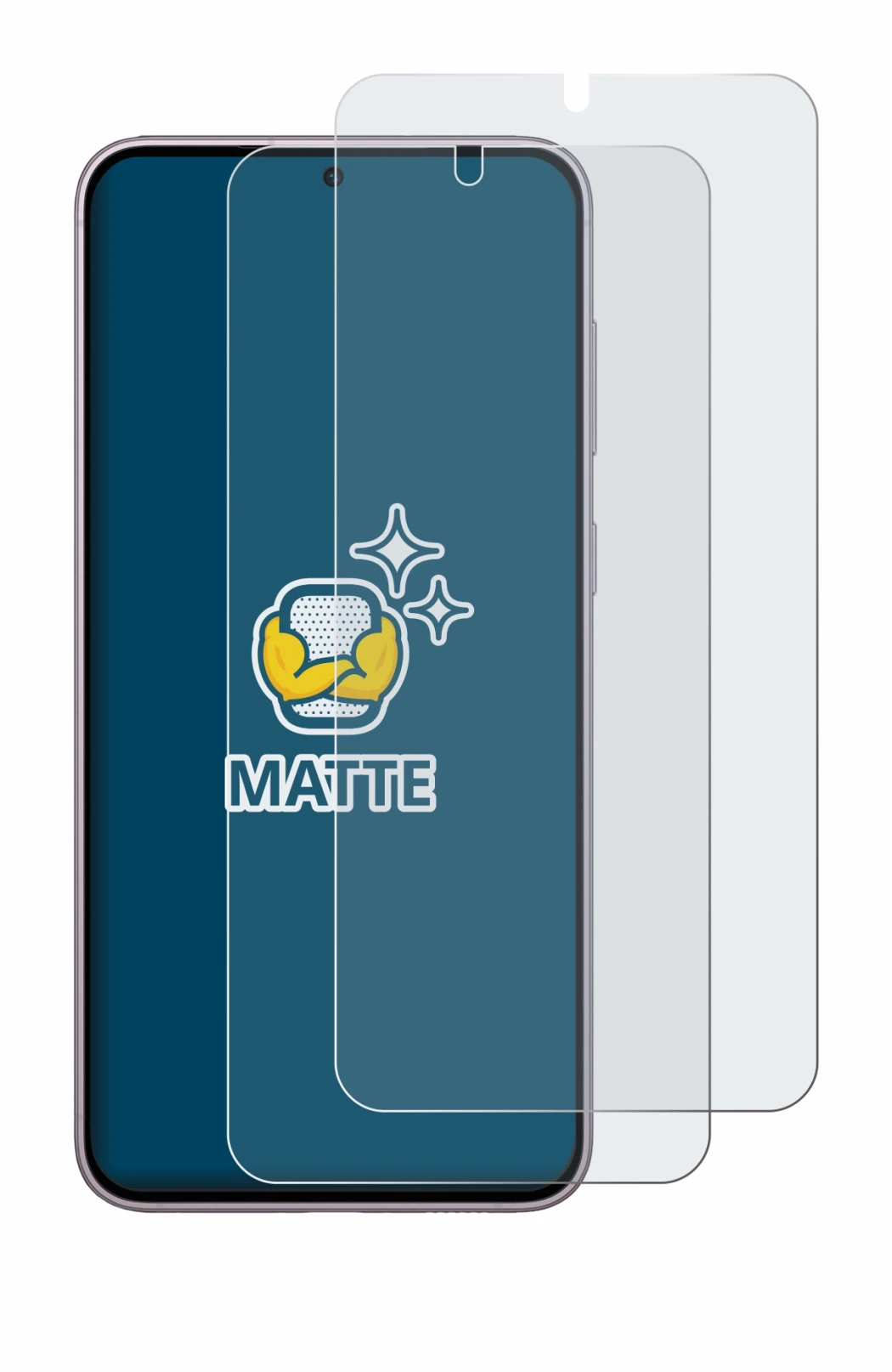 Immagine del dispositivo Samsung Galaxy S23 Plus con un'ampia varietà di protezioni per lo schermo.