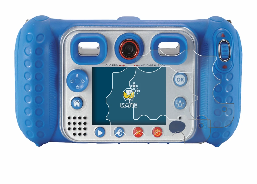 Immagine del dispositivo Vtech Kidizoom Duo Pro con un'ampia varietà di protezioni per lo schermo.