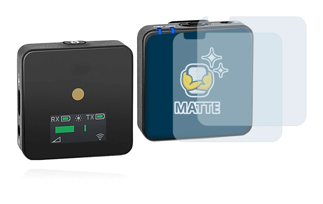 Immagine del dispositivo Rode Wireless GO II con un'ampia varietà di protezioni per lo schermo.