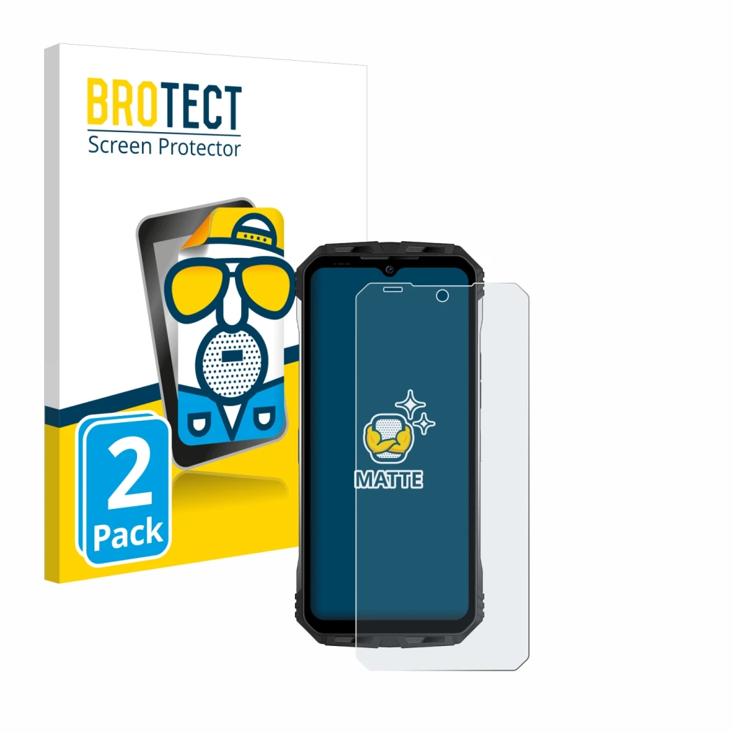 Parte frontale di una confezione del prodotto con il logo del marchio BROTECT. Accanto è raffigurato il dispositivo Doogee S10