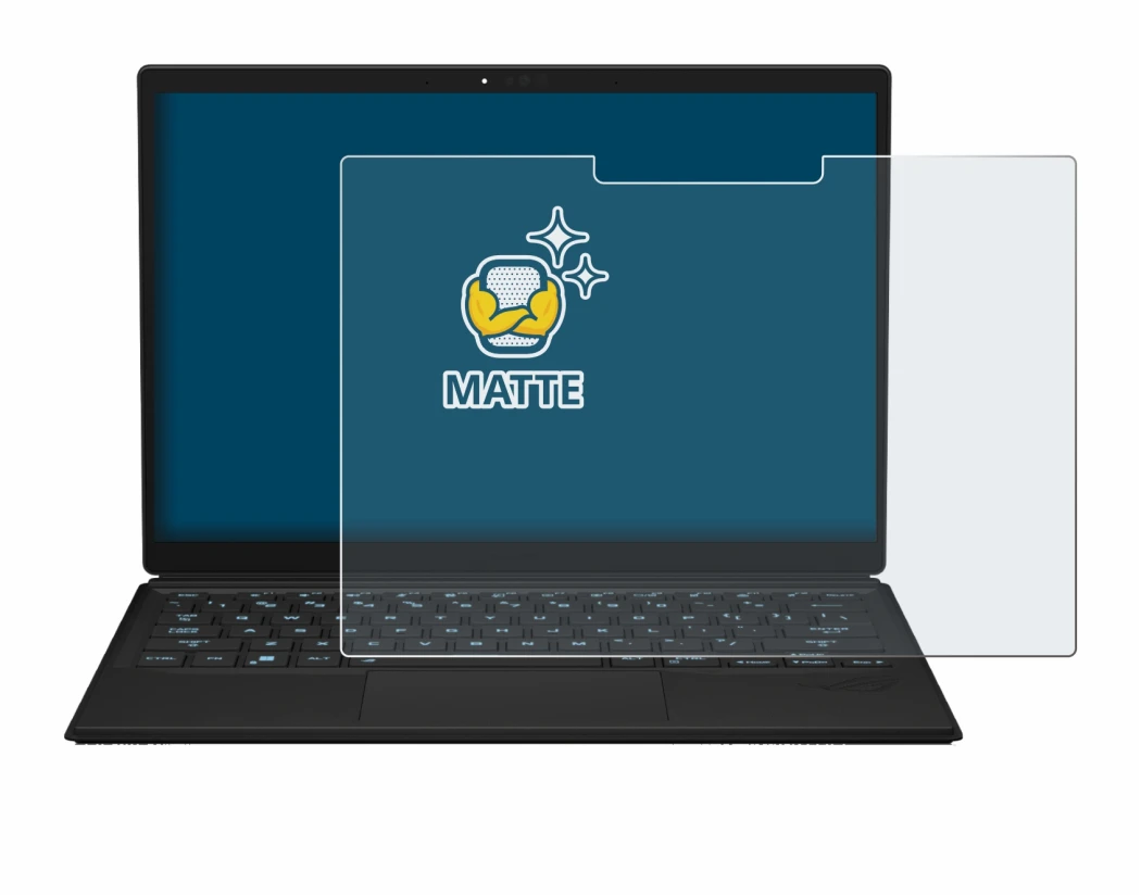 Immagine del dispositivo ASUS ROG Flow Z13 2023 con un'ampia varietà di protezioni per lo schermo.